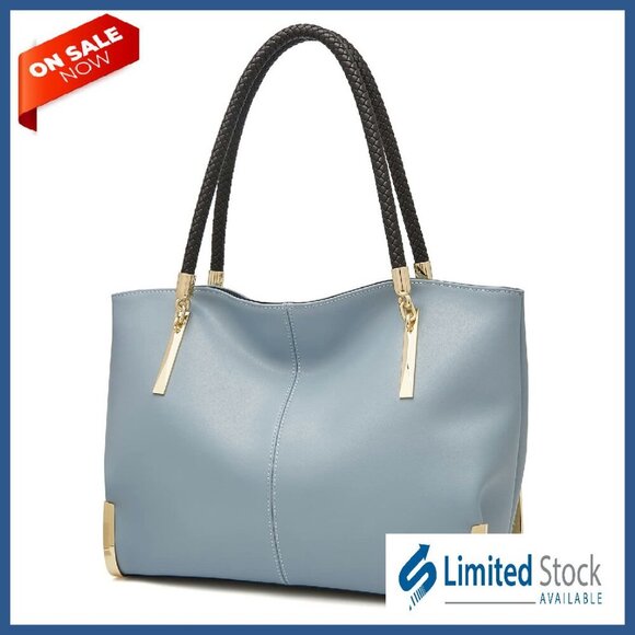 Handbags - Large Leather Tote Bag with Multiple Compartments for Work & Daily Use